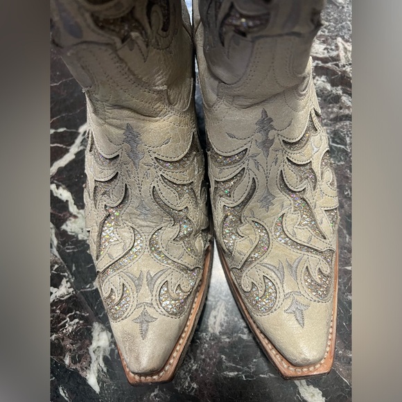 JB Dillion White with Sparkle Inlay Snip Toe Boot. - Picture 7 of 9